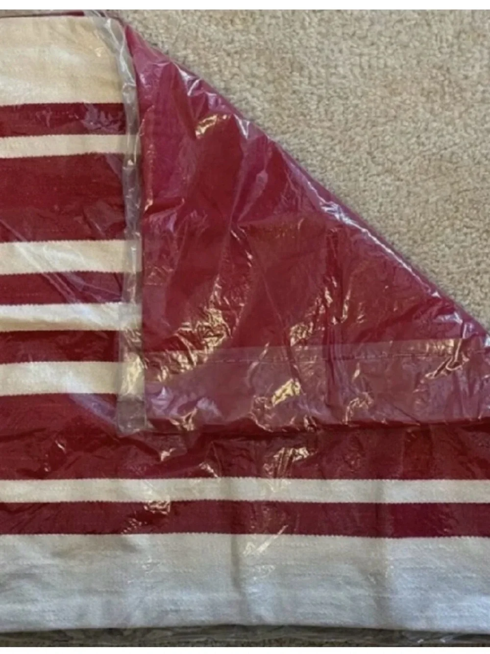 New Pottery Barn Luxembourg Stripe Pillow Cover RED 20” SQ